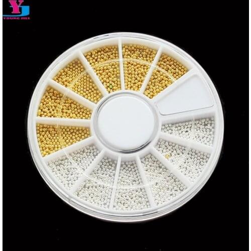 Gold Silver Beads Nail Art Decorations Matel Shiny UV Gel Studs Nagel Steentjes Manicure Maquiagem Unha Tools Wheel 5 Pieces 3D