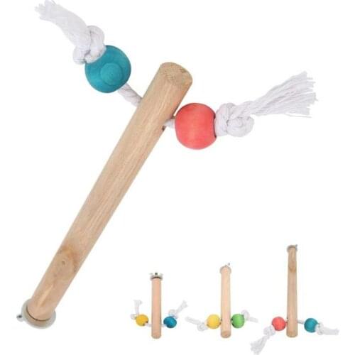 Brain game toy Bird Toys Bird Cage Perch with Colored Beads and Cotton Rope Parrot Chewing Station Stick Toy Parrot Toys bird