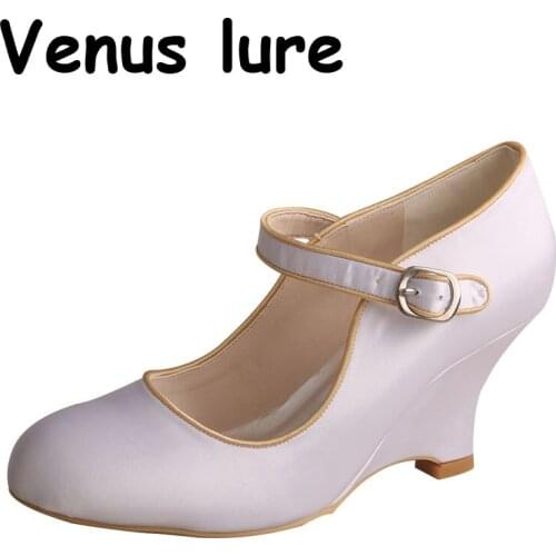 23 Colors Womens Wedges Shoe Round Toe White Color Mary Janes Prom Shoes Size 5