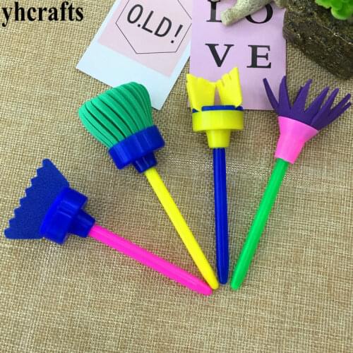 4PCS/LOT 4 design EVA foam brush Swob stamp Art tools Early learning educational toys Kindergarten arts First class of drawing