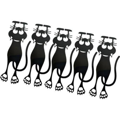 5Pcs Lovely Cartoon Cat Hollow Hanging Bookmarks Novelty Animal Elasticity Bookmark for Book Reading Gift M17F