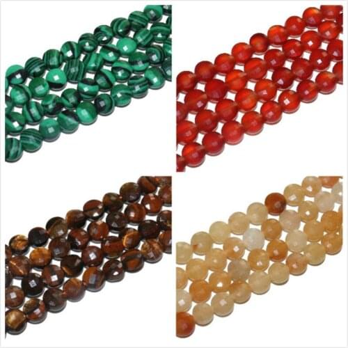 6mm Faceted Natural Stone Agates Jades Amazonite Rose Pink Quartz Beads For Jewelry Making DIY Bracelet Necklace Accessories