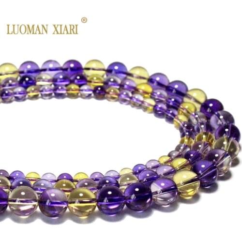 AAA+ Clear PiezoQuartzs Ametrines Single Crystal Natural Stone Beads For Jewelry Making DIY Bracelet Necklace 6/8/mm Strand 15