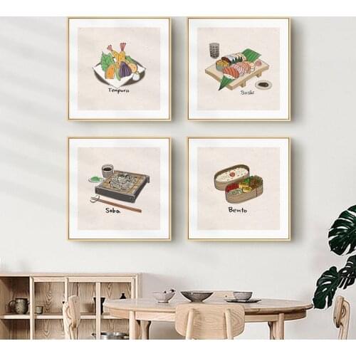 Japanese Style Kitchen Restaurant Abstract Delicious Food Noodles Canvas Painting Art Wall Picture Poster Living Room Decoration