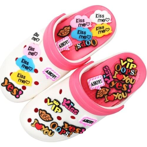 Shoe Accessories 1pcs Greetings PVC Bag Apparel Shoe Charms Accessories Sentences Shoe Decoration for Croc Jibz Party Kids Gifts