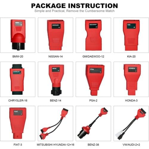 Autel DS808 ds808k Full kit Adapters/Connectors (12 pcs) help you diagnose the vehicles that produced before 2002 work on DS808
