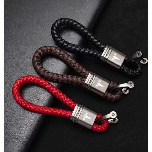 Car keychain Tesla Tesla Model3/Y high-end woven keychain metal keychain pendant hand-woven waistline hanging on