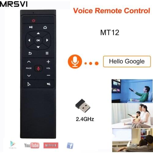MT12 Voice Remote Control 2.4G Wireless Air Mouse Mic no Gyroscope IR Learning for Android tv box T9 H96 Max X96 mini G10 I8 D8