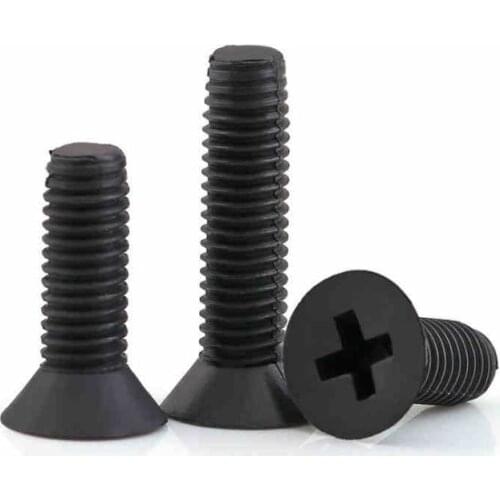 Philips Flat Head Nylon Bolts Black Countersunk Head Cross Insulated Nylon Screw KM GB819 Plastic Screws M2.5 M3 M4 M5M6 10PCS