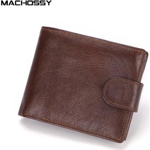 Brand Men Wallets Genuine Leather Short Coin Purse Fashion Hasp Wallet For Male Portomonee with Card Holder Photo Holder