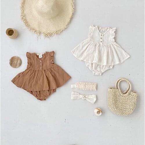 MILANCEL 2021 Summer Baby Suit Sleeveless Tees and Bloomer 2Pcs Korean Girls Sets