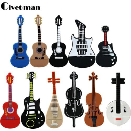 Pen Drive 8GB 16GB 32GB 64GB 128GB USB Flash Drive Cute Instruments Guitar Violin Model USB2.0 Flash Memory Stick 256GB Pendrive