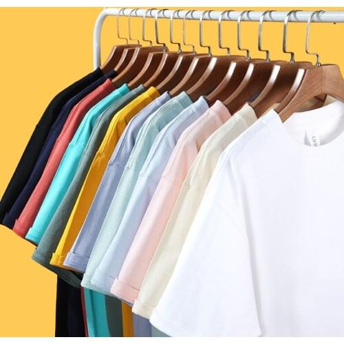 2021 New Solid color T Shirt Mens Tshirts Unisex Summer Basic Soft Round Neck Cotton Short Sleeve Tshirt Men Tops Oversized Tee