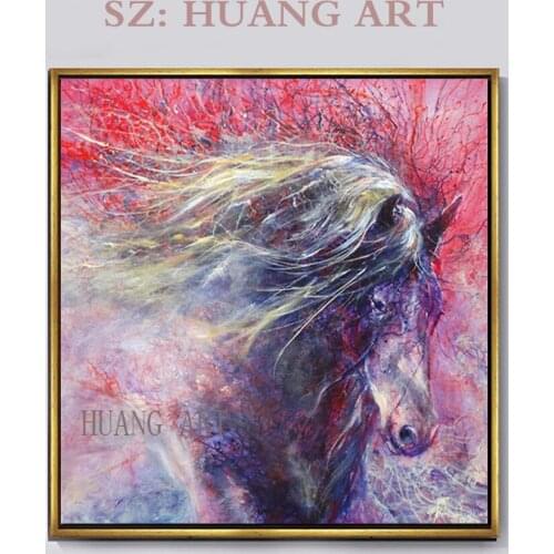 Running Horse Painting Handmade Canvas Wall Hangings Abstract Animal Pictures Oil Painting Canvas Wall Art For Living Room Deco