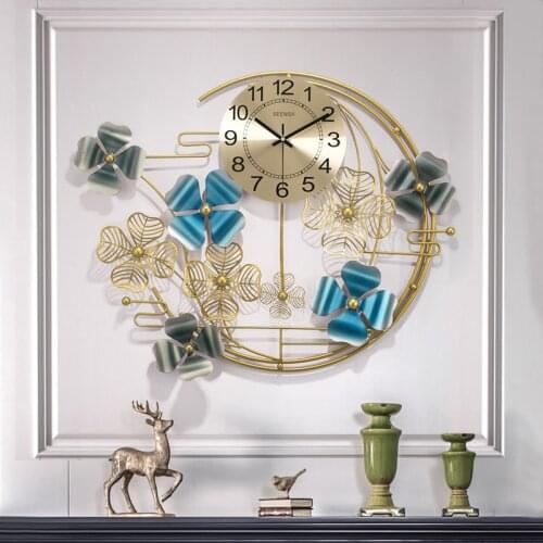 Chinese Four-leaf Clover Wrought Iron Wall Clocks Wall Stickers Lobby Wall Mural Decoration Home Livingroom Wall Hanging Crafts