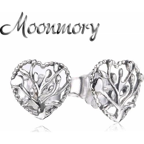 Moonmory 925 Sterling Silver Love Heart Bead Stud Earring No Stone For Women Party Simple New Plant Tree Ohrring Jewelry Making