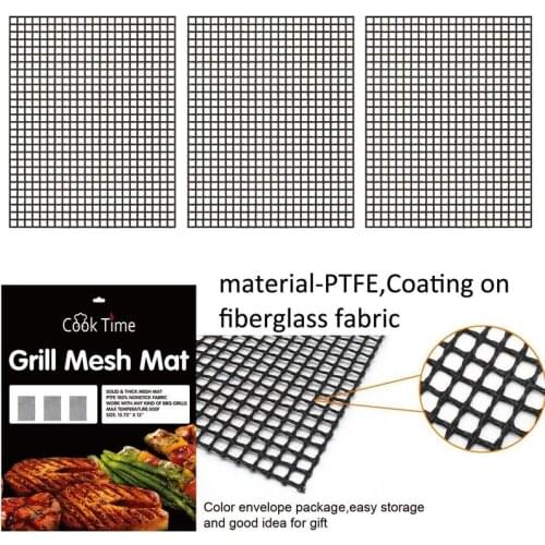 BBQ Grill Mesh Mat Set of 3 Non Stick BBQ Mesh Grill Mats Grilling Mats Non Stick Fish Vegetable Smoker Mats for Grill - Works o