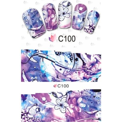 NAIL ART BEAUTY WATER DECAL SLIDER NAIL STICKER ABSTRACT OIL PAINTING BIRD PEACOCK URBAN GIRLS FASHION LADY C100-107