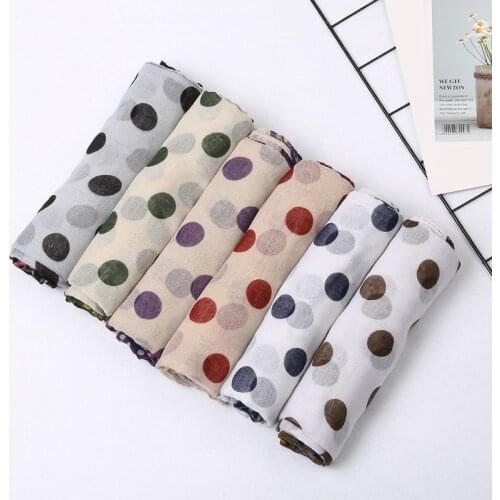 Newest Viscose Fashion Dot Print Scarf Shawls Women Spot Polka Beach Muslim Wraps Scarves Hijab 6 Color 2019 Free Shipping