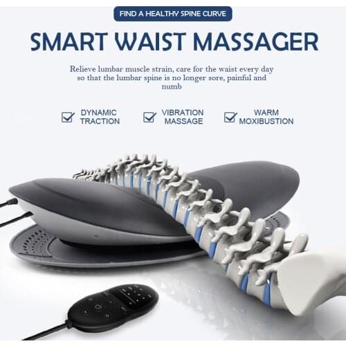 New Intelligent Lumbar Massage Instrument Waist Pulse Traction Physiotherapy Heat Curvature Vibration Relieve Waist Fatigue