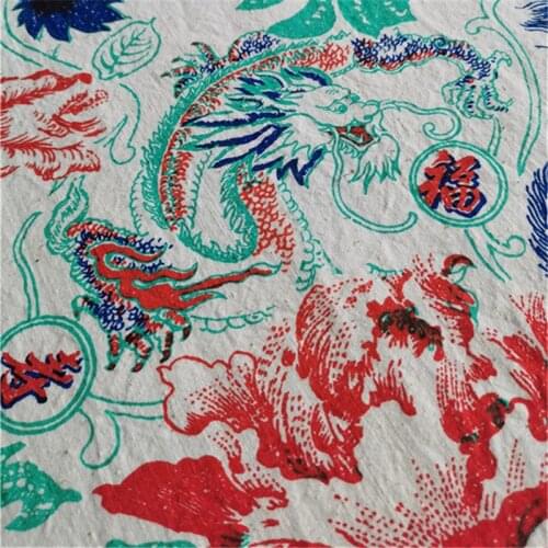NW73 Peony Phoenix Dragon 100% Cotton Manual Weaving Fabric Handicraft Printing And Dyeing Coarse Fabric Decoration Clothes