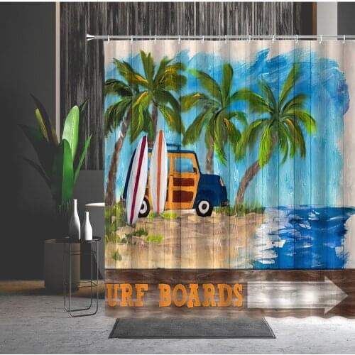 Hand Painted Shower Curtain Green Leaf Tropical Rainforest Plant 3D Print Machine Washable Bathtub Decor Bath Curtains With Hook