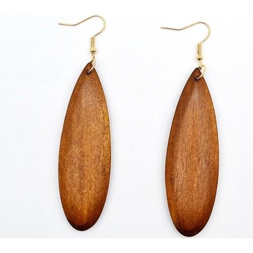 Simple Natural Wood Droplet Pendant Earrings For Girls 8 Colors Popular Casual Accessories For Women Jewelry