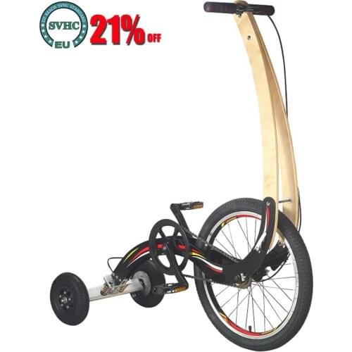 20 Inch Folding Outdoor Bicycle Stand Up Riding Bike Fitness Tricycle Scooter Rubber Wheels Exercise Bike Leg Exerciser Bicycle