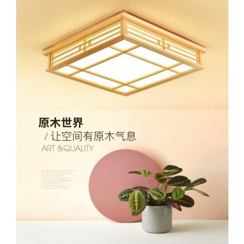 Modern minimalist LED ceiling lamp sushi restaurant living room dining room bedroom solid wood imitation sheepskin study lamp