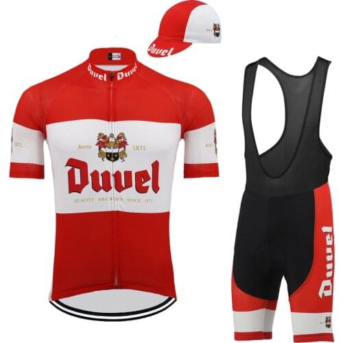 Beer Cycling Jersey set Ropa Ciclismo Hombre Red Bike Jersey Set Black Cycling Clothing Bib Shorts 9D Gel Pad MTB