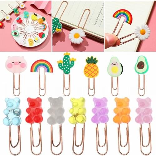 Cute Animals Flower Paper Clips Bookmarks Kids Cute Book Mark Paper Clips Desk Organizer Stationery Gift Home School Supplies