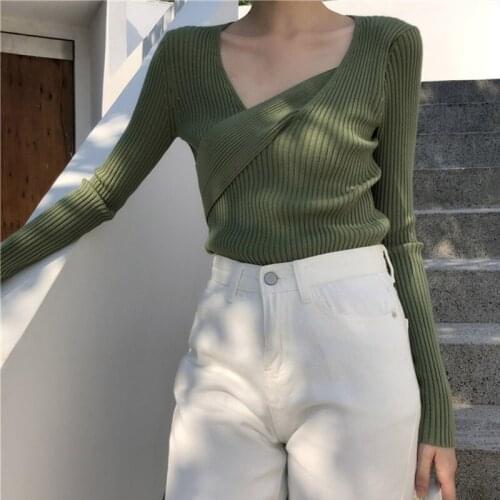 Womens Autumn New Solid Color Sweater Sexy Slim Square Collar Sweaters Casual Long Sleeve Loose Pullover Tops
