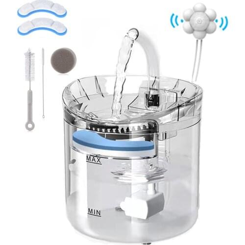 1.8L Transparent Cat Water Fountain With Faucet Automatic Circulating Water Dispenser Cat Kitten Dog Puppy Pet Drinking Bowl