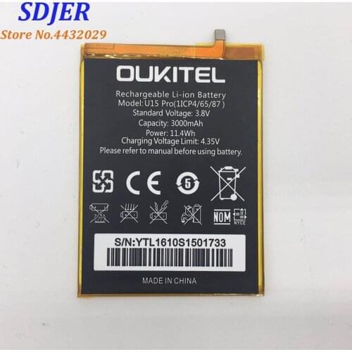 100% New OUKITEL U15 Pro Replacement 3000mAh Parts backup battery for OUKITEL U15 Pro Smart Phone