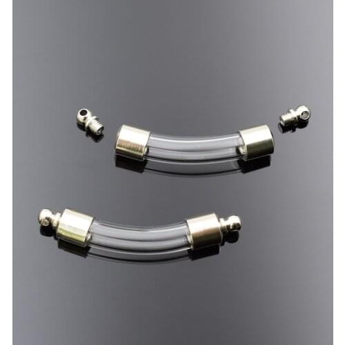 5pieces/lot 40*6mm bend screw cap glass vial pendant name or rice art glass necklace pendant mini glass bottle