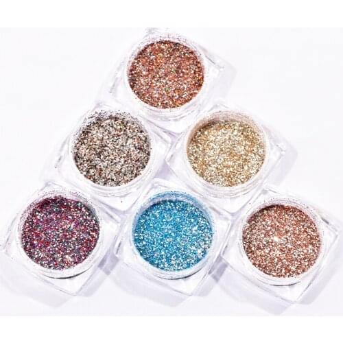 6Box/Kit*(3ml Jar)Nail Chunky Glitter Sequins Iridescent Flakes 6color/set Shiny Charms Hexagon Sequin Nail Art Mix Color Sequin