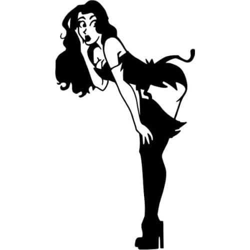 7.3*13.2CM Sexy Joyful Tempting Girl Zero Defect Vinyl Decal Car Sticker Silhoutte Fashion Design Black/Silver C20-0631