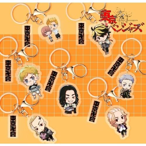 Anime Tokyo Avengers Character Acrylic Keychain Cosplay Manjiro Ken Takemichi Hinata Cartoon Doll Keychain Model Toy