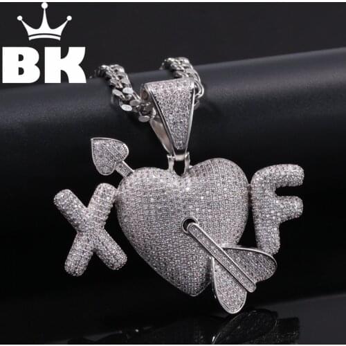 Hip Hop Fully Iced Out cutsom Letter Fine An arrow through a heart Pendant Necklace Mens &Womens Jewelry Gifts Hand Necklace