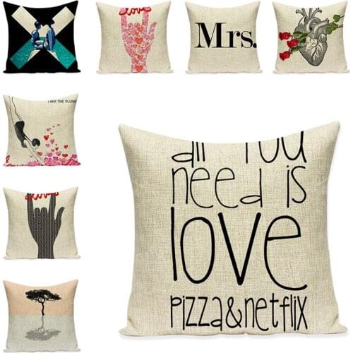 Love Letter Cushion Covers Decorative Pillow Cases Art Car Seat Accessories Sofa Throw Pillowcase Home Textile Decor 45x45cm