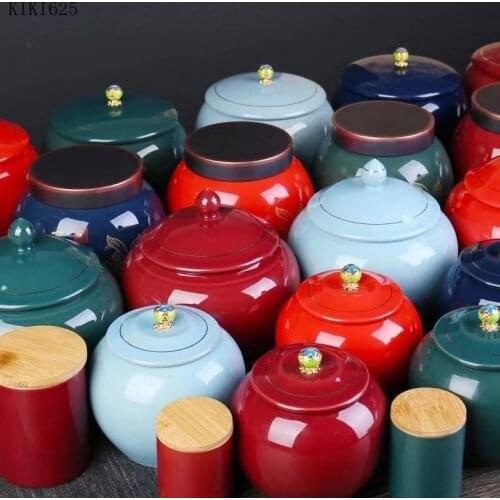 European-style Color Ceramic Storage Jars Household Moisture-proof Sealed Jars Large Capacity Candy Tea Tins Art Home Decoration