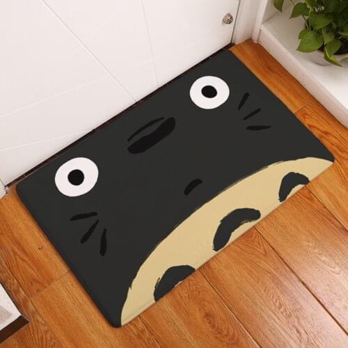 Flannel Cartoon Animal Totoro Welcome Mats for Front Door Waterproof Living Room Doormat Anti-slip Kitchen Carpet Bathroom Rug