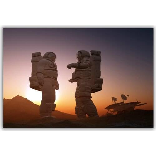 HT113 Spectacular Universe Earth And Moon Space Station Astronaut Silk Fabric Poster Art Decor Indoor Painting Gift