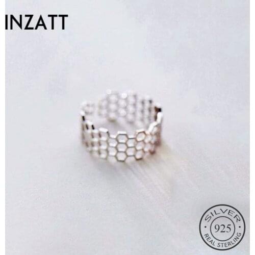 INZATT Real 925 Sterling Silver Geometric Adjustable Ring For Fashion Women Party Cute Fine Jewelry Minimalist Accessories 2020
