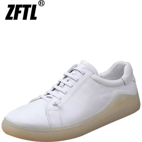 ZFTL Mens Casual shoes Trend White sports Sneakers Student sports shoes mens Loafers shoes Tendon soles Genuine Leather Brand