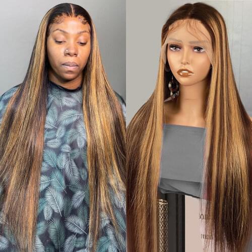 Luvin 30 40Inch Body Wave Lace Front Wig Brazilian Colored Human Hair Wigs For Women Honey Blonde Highlight Glueless Lace Wigs