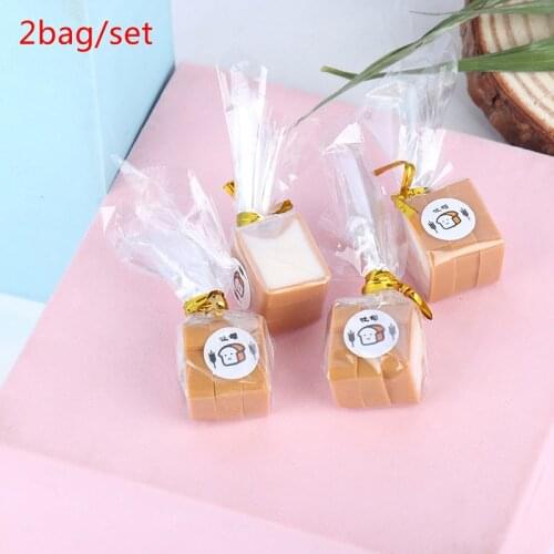 2bag Cute 1/12 Dollhouse Miniature Mini Toast Bread Food Pretend Doll Food for Doll House Kitchen Accessories Kids Play Toys