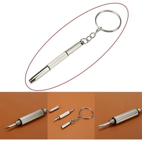 Fashion 3 in1 Eyeglass Screwdriver Hand Tools 3 in1 Eyeglass Screwdriver Sunglass Watch Repair Kit with Keychain