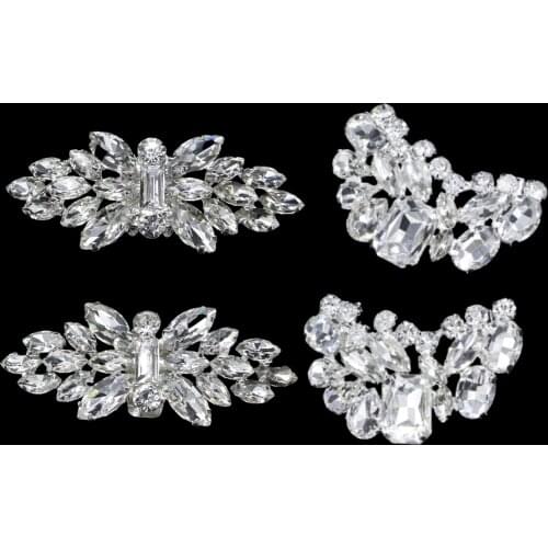 Pair Fashion Rhinestone Shoe Clips for Pumps Flower Crystal Party Wedding Shoe Accessories Removable Clips Brooches