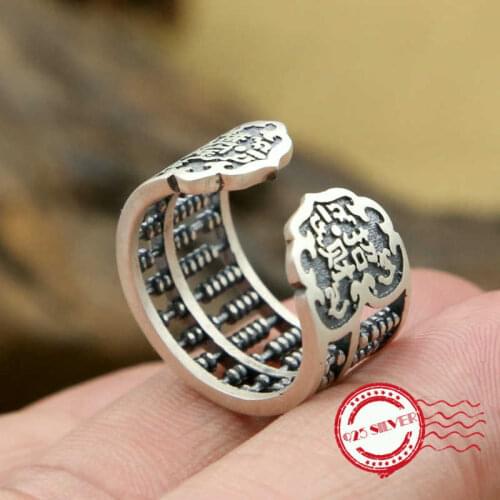 S925 sterling silver mens ring handmade personality classic retro style creative abacus shape lover jewelry gift 2018 new